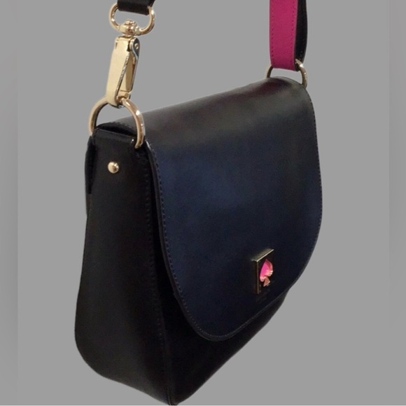 Kate Spade Doreen Bond Street Leather Crossbody/Shoulder Bag, Black/Pink - Picture 3 of 9